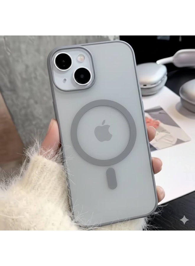 جراب ماج سيف الفاخر غير اللامع لهاتف آيفون 15، غطاء مغناطيسي رفيع مقاوم للصدمات | تيتانيوم طبيعي